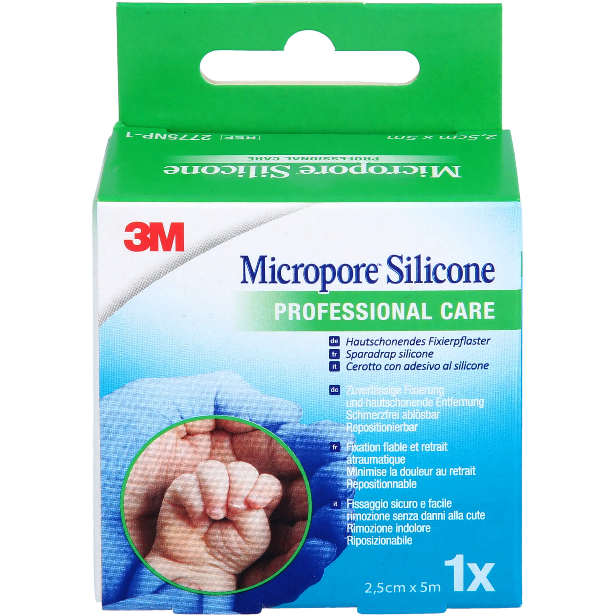 3M silikonbeschichtetes Pflaster 2,5cmx5m Rollen, 1 St PFL