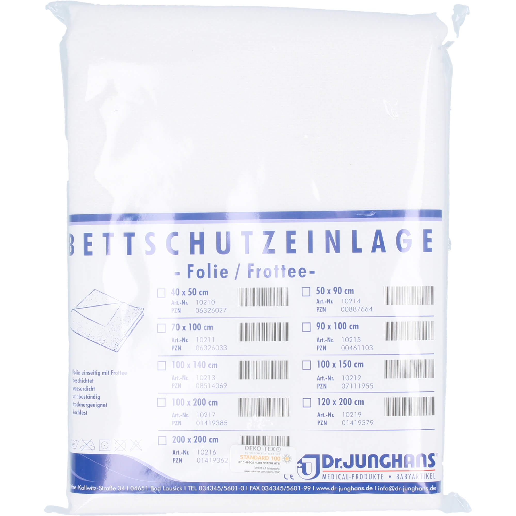 Bettschutzeinlage 120x200cm Folie/Frottee, 1 St