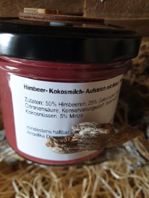 Himbeer-Kokosmilch-Aufstrich mit Minze