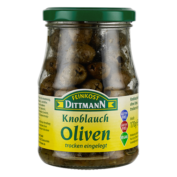 Feinkost Dittmann Knoblauch Oliven ohne Stein 170g – Bild 2