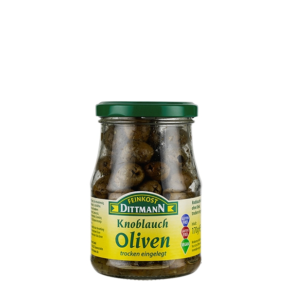 Feinkost Dittmann Knoblauch Oliven ohne Stein 170g