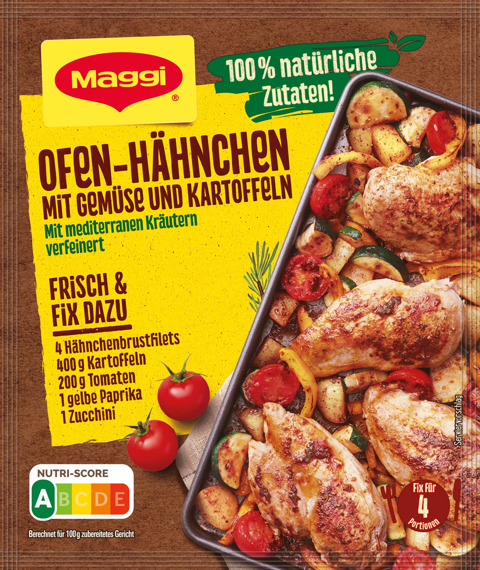 Maggi Fix Ofen-Hähnchen mit Gemüse und Kartoffeln 27g