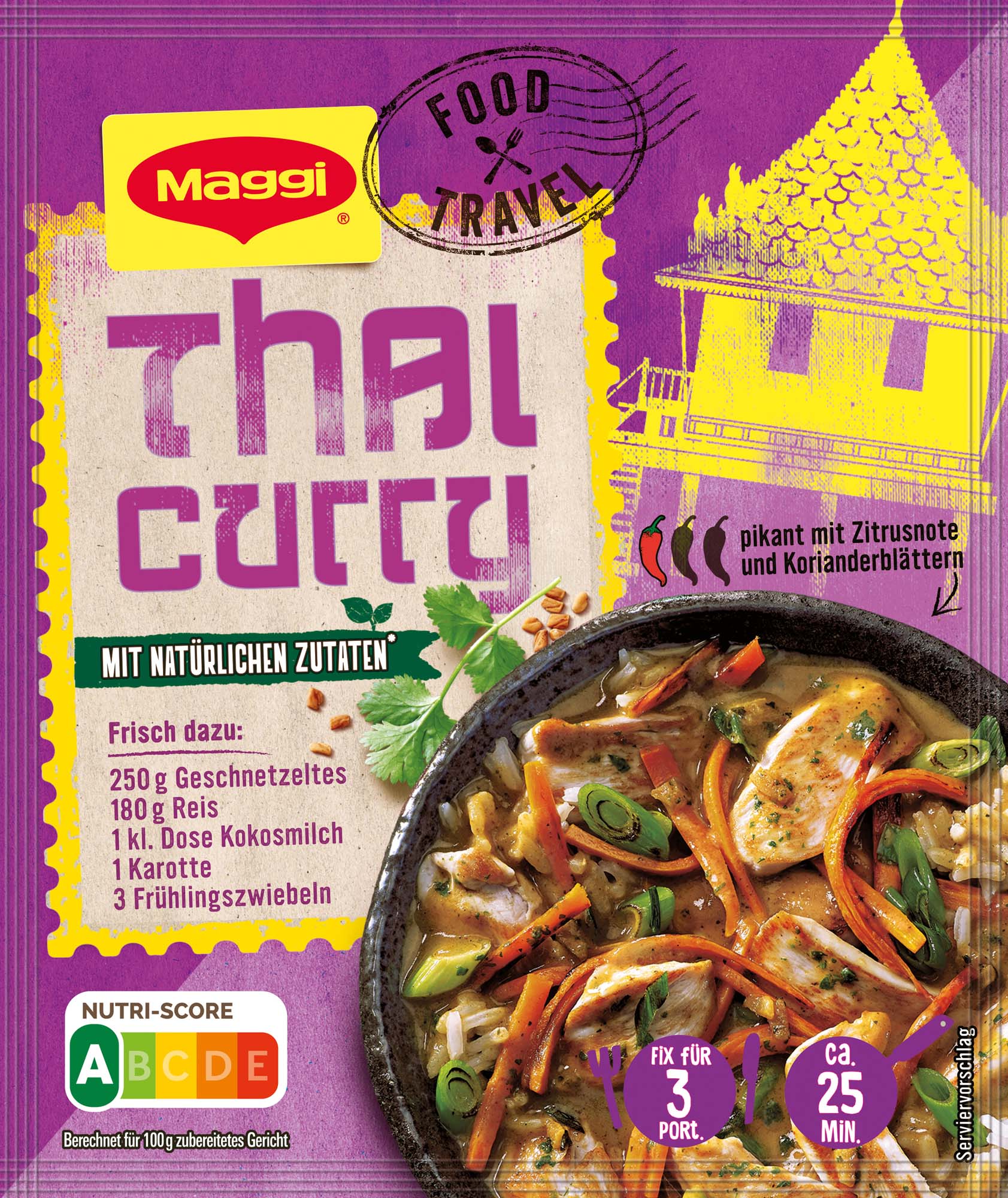 Maggi Food Travel Fix Thai Curry mit Reis 34g
