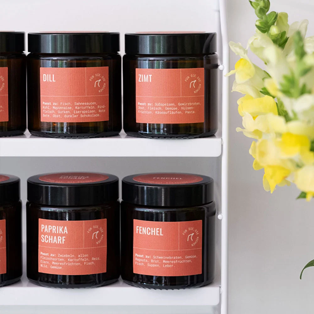 48 Gewürzgläser & Gewürzetiketten Koralle | Set – Bild 3